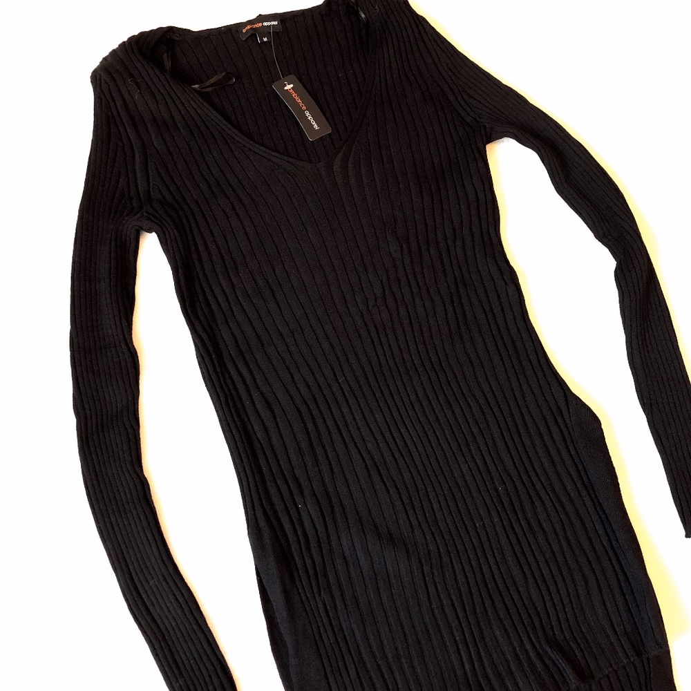 ambiance apparel black long sleeve ribbed shirt
